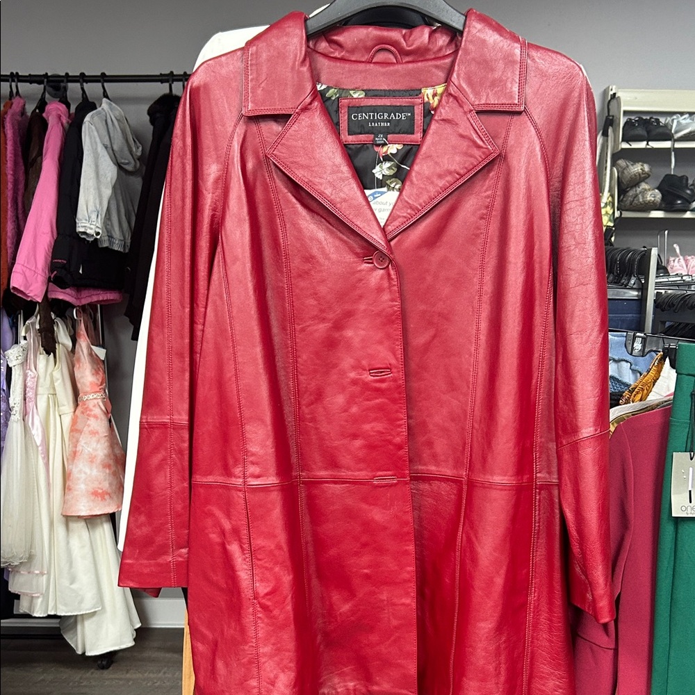 Centigrade Women's Red Leather Jacket